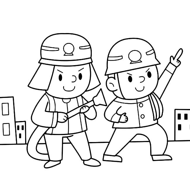 儿童卡通消防员卡通消防员人物简笔画怎么画步骤教程