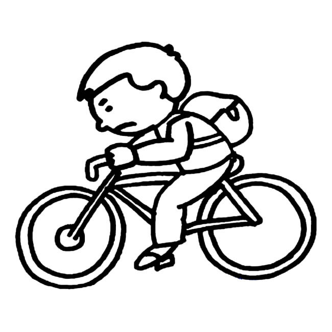 交通工具学生骑自行车5简笔画