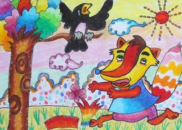 狐狸和乌鸦的故事儿童画