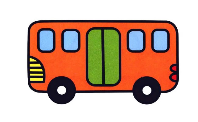 【公共汽车】卡通儿童公共汽车简笔画