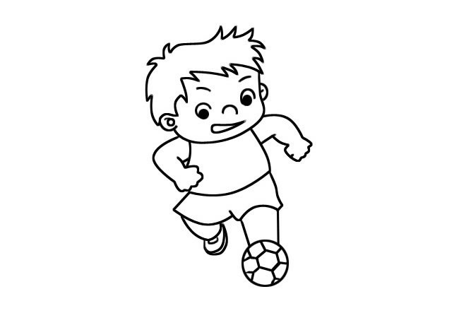 踢足球的小男孩画法简笔画怎么画步骤教程