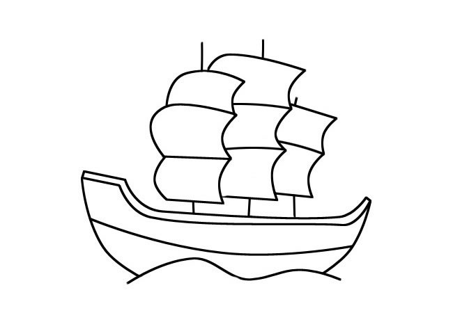海上的帆船素材简笔画