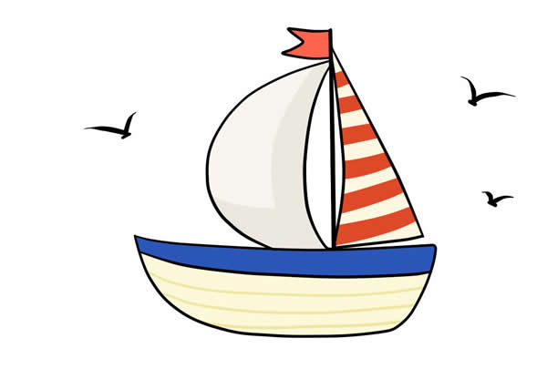 小帆船彩色简笔画