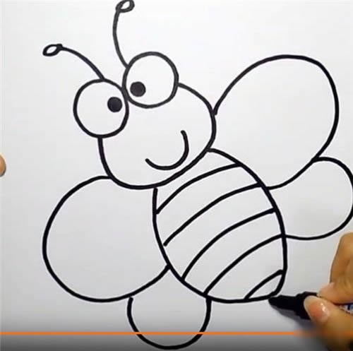 小蜜蜂的画法图解幼儿蜜蜂简笔画