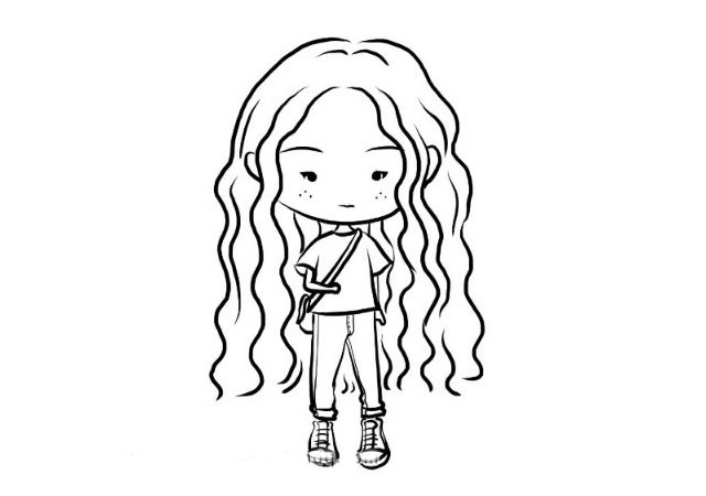 长头发女孩两张长头发的小女孩简笔画怎么画步骤教程