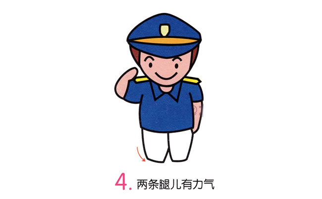 警察教程敬礼的警察简笔画怎么画步骤教程