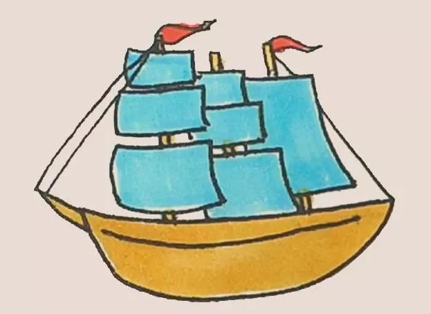 帆船彩色画法简笔画