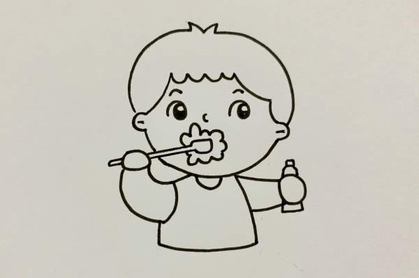 刷牙的小男孩幼儿我爱刷牙主题画简笔画怎么画步骤教程