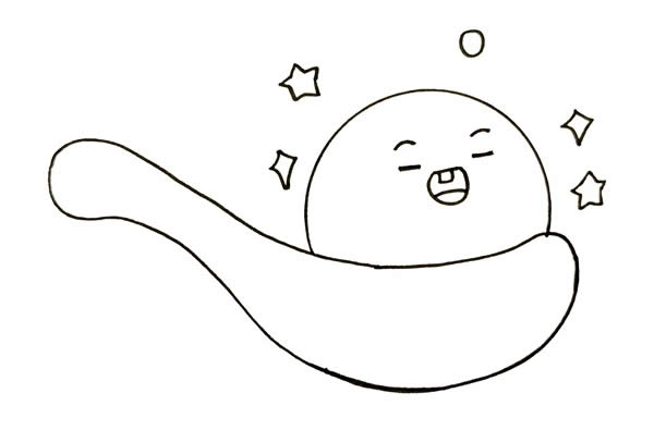汤圆在勺子里的 卡通小汤圆简笔画