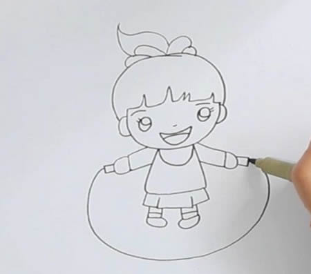 跳绳的小女孩简单漂亮简笔画怎么画步骤教程