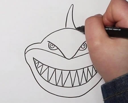 巨型巨齿鲨简笔画图片