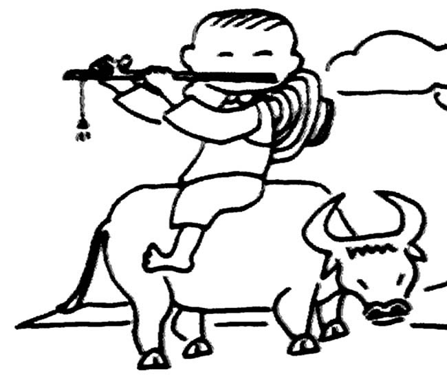 清明节牧童骑牛清明节简笔画怎么画步骤教程