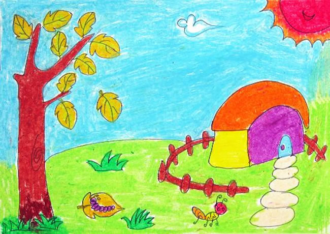小学生简单画画秋天图片