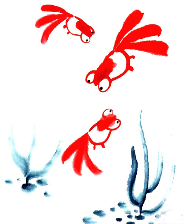 儿童国画金鱼步骤图片