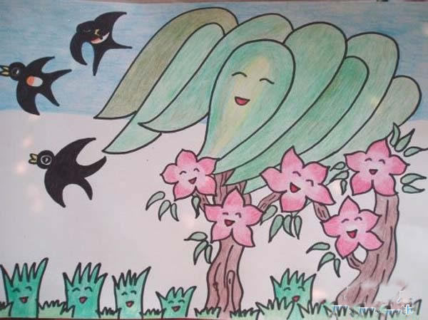 美术老师画的春天的画图片