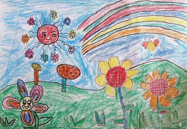 春天里的花朵儿童画/蜡笔画图片春天来了,花朵也开了,有五颜六色的