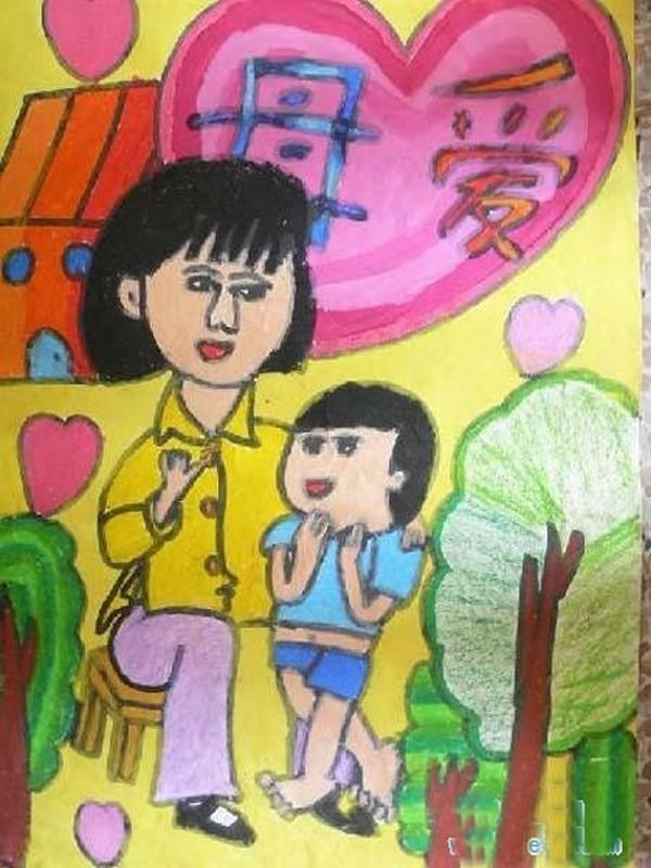 母亲节儿童画水彩画作品欣赏