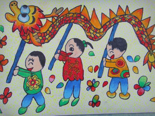 春节儿童画 一等奖图片