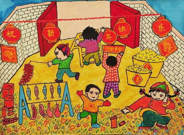 关于春节的画八年级图片