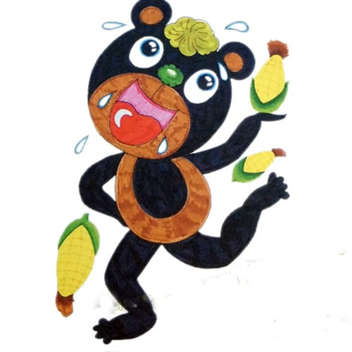 小熊掰玉米简笔画图片