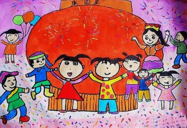 1一9岁儿童画国庆节图片