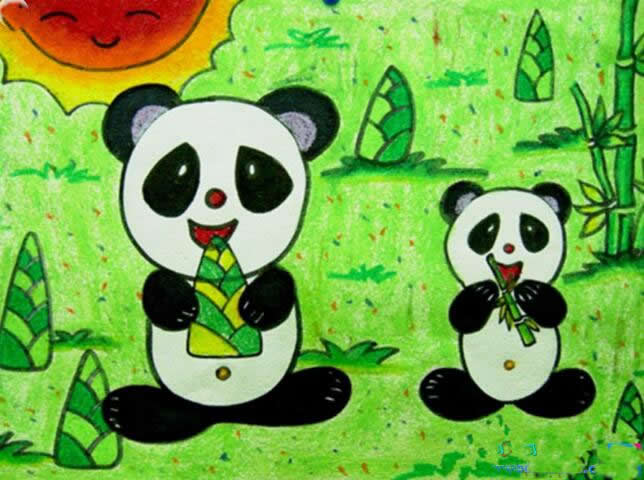 竹子和熊猫的画画图片图片