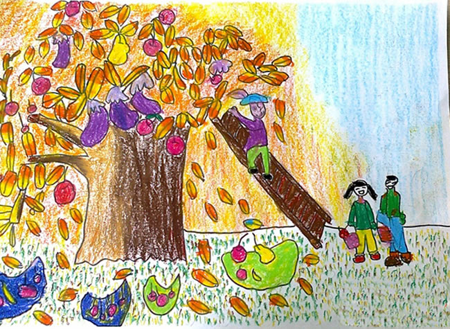 多彩的秋天儿童画图片图片