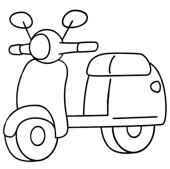 电动单车交通工具简笔画步骤图片大全,少儿简笔画,幼儿简笔画,简笔画