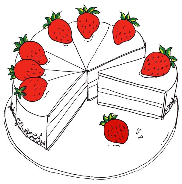 草莓蛋糕简笔画儿童图片