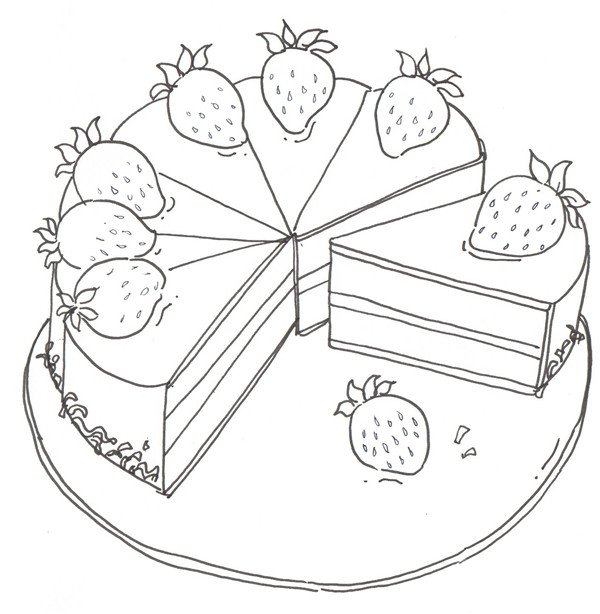 草莓蛋糕简笔画步骤图片