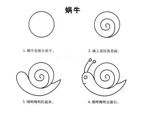 蜗牛的简笔画步骤图片