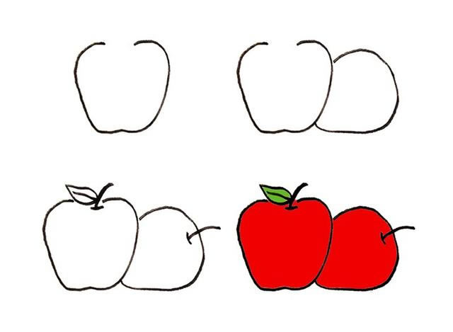 苹果的简易画法图片