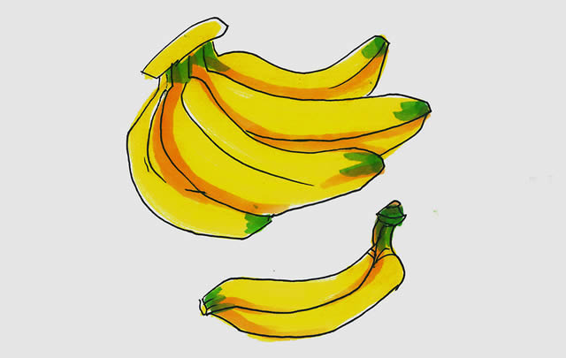 一把香蕉彩色简单简笔画
