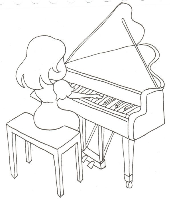 卡通人物儿童画钢琴家步骤图基础教程