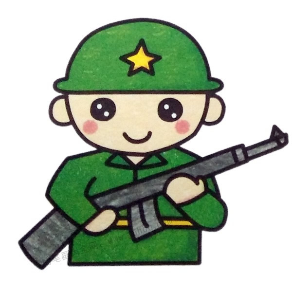 儿童画枪军人图片