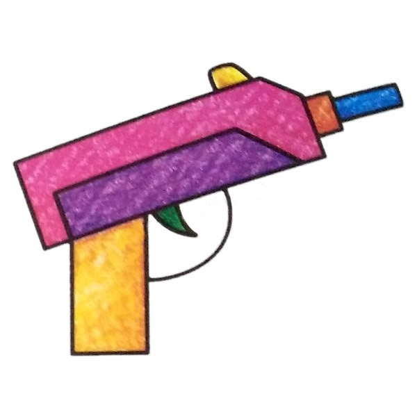 手枪彩色儿童学画玩具手枪简笔画