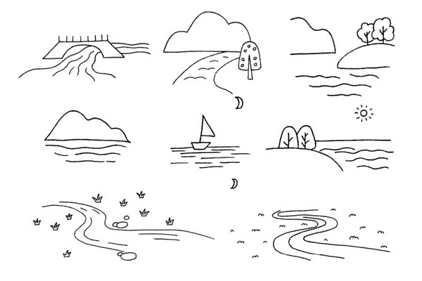 河水的简笔画简单图片
