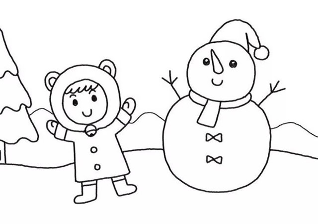 堆雪人的小女孩堆雪人的小女孩彩色画法教程简笔画