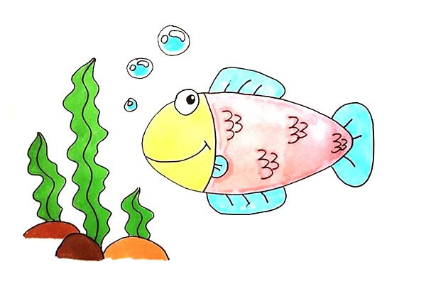 小鱼唱歌简笔画图片