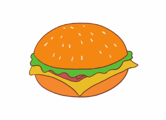 汉堡包彩色简笔画图片