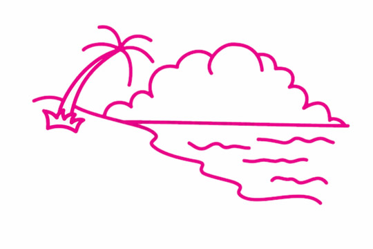 海岸简笔画简单图片