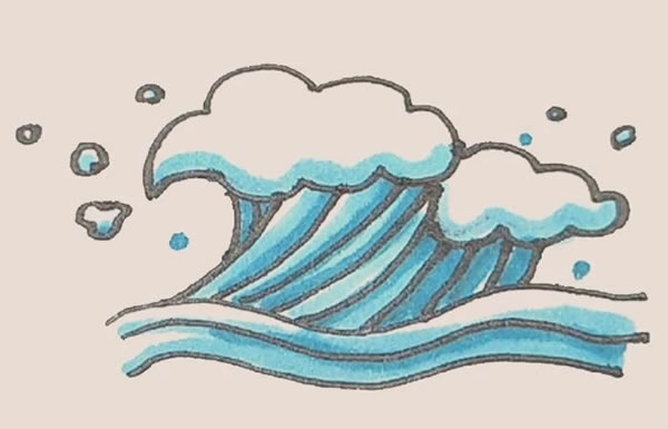 海浪简笔画的画法步骤教程