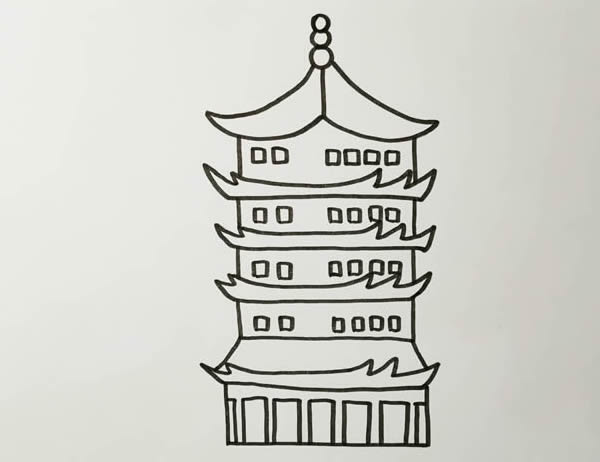 中国黄鹤楼简笔画图片