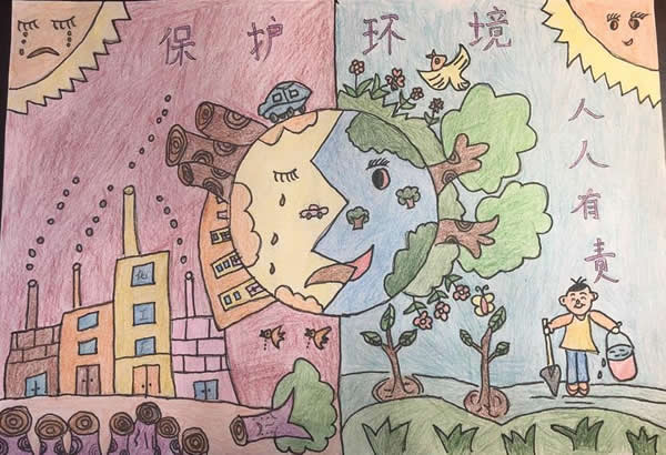 地球在哭简笔画图片