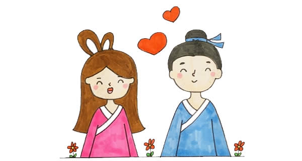 七夕节儿童画二年级图片
