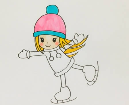 滑冰的简笔画女孩图片