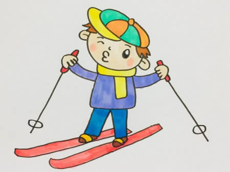 小学二年级滑雪画图片
