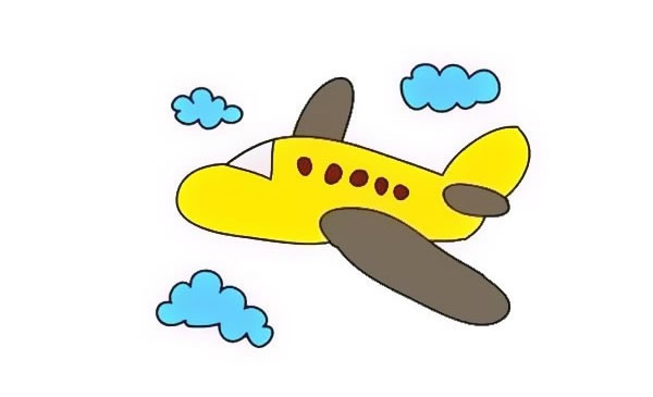 飞机彩色简单五步画出飞机图解简笔画