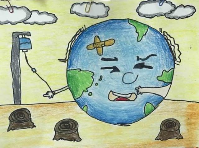 地球妈妈儿童画简笔画图片