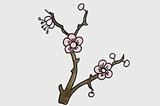 树枝上的梅花画法简笔画